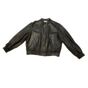 Vintage 1997 BOS Bison Black Bison Leather Bomber Jacket 52/4 L